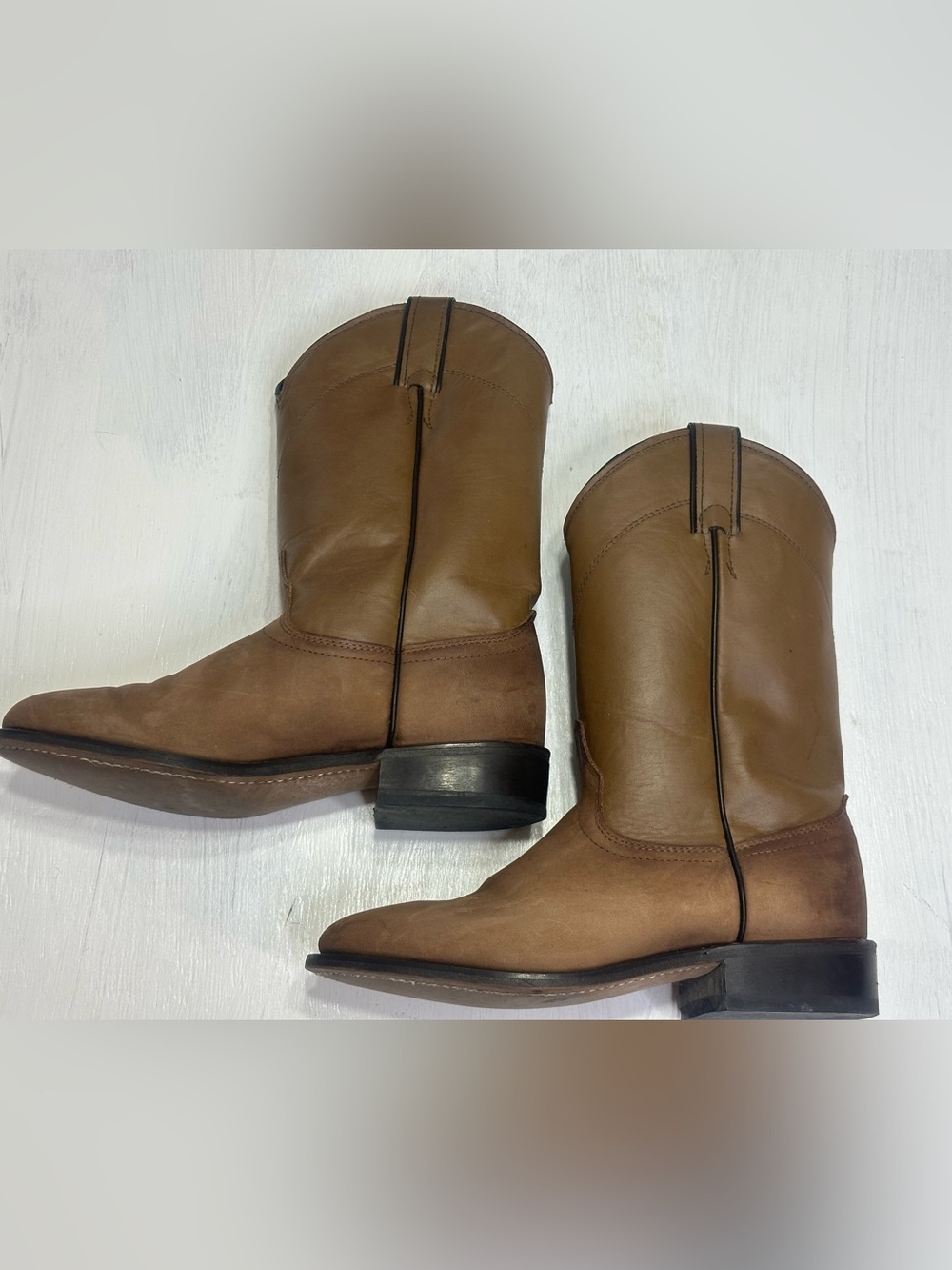 Vintage Laredo USA Leather Roper Cowboy Boots Womens 7.5M Brown Style 6923 - Picture 4 of 12